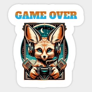 Busy Fennec Fox playing pet video game Sticker